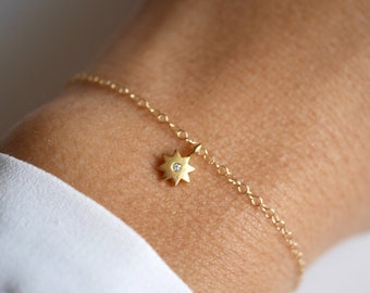 Gold Plated Sun bracelet - Gold Sun bracelet - Gold bracelet - Tiny Sun - Thin bracelet - Minimal - Boho bracelet - Stackable -
