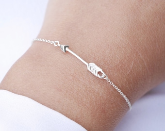 Armband Arrow Silber 925 - Ende Silber Armband - Silber Kette - Pfeil - Armband Boho - stapelbar Bettelarmband - Schmuck Pfeile