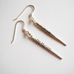 Christmas Gift - Silver Boho Earrings - Stelring silver - Spike Earrings - Ethnic Engraved Earrings - Silver Spike Earrings - Boho Jewels