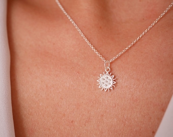 Colar de sol de prata 925 - joias de sol - corrente de prata - colar de sol - joias boho - presente feminino - colar de prata fina - estrela