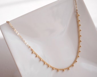 Gold Plated Balls Chain Necklace - Gold Thin chain necklace - Minimal - Boho Necklace - Gold Layering Necklaces - Layered