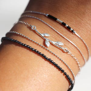 Cadeau fête des mères Bracelet branche avec feuilles bracelet en argent massif 925 bracelet fin et élégant bijoux demoiselle d'honneur image 7