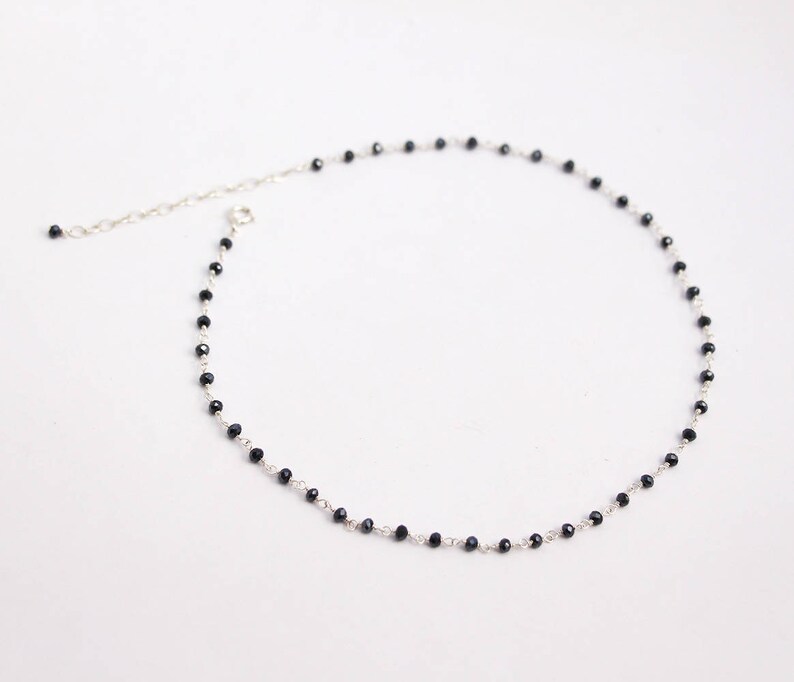 Rosary Gem Choker Necklace Stone Necklace Black Beaded Etsy