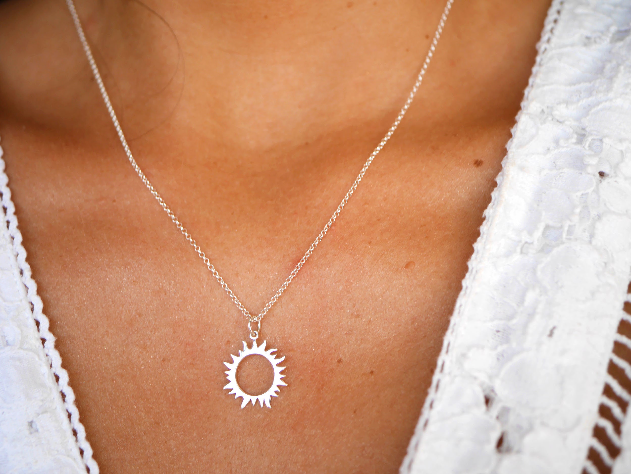 Sterling Silver Sun Necklace Sun 