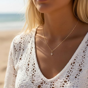 North Star Necklace - Gold chain necklace - Polaris Star - Constellation Necklace - Diamond Star Necklace - Thin Everyday Necklace