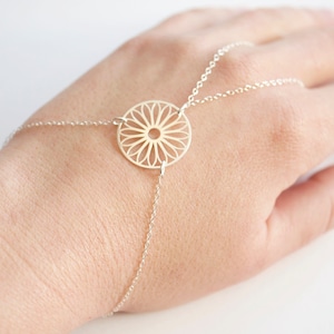 Silver Handlet - Flower of Life - Hand Jewelry - Sterling Silver - Bracelet ring jewelry - Hand Jewelry - Boho - Bohemian - Wedding