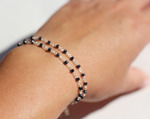 Bracciale Donna In Argento 925 Con Onice E Lapislazzuli - Gioiello Delicato Regolabile 17-21 Cm, Ideale Per Regalo - 4