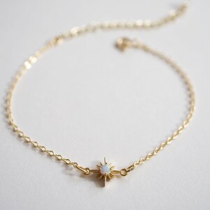 Gold Plated Star bracelet Gold Tiny Star bracelet Gold bracelet Thin Star Thin bracelet Minimal Transpent Opal Stone Stackable image 5