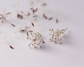 Bullet earrings flower 925 sterling silver balls