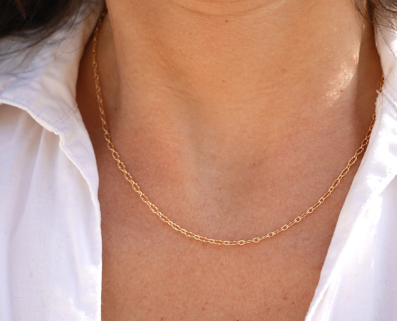 Collier Fin XIXe Siècle Plaqué Or Rose - Chaîne Filigranée L44cm X 4mm, Fermoir Tube, Occasion