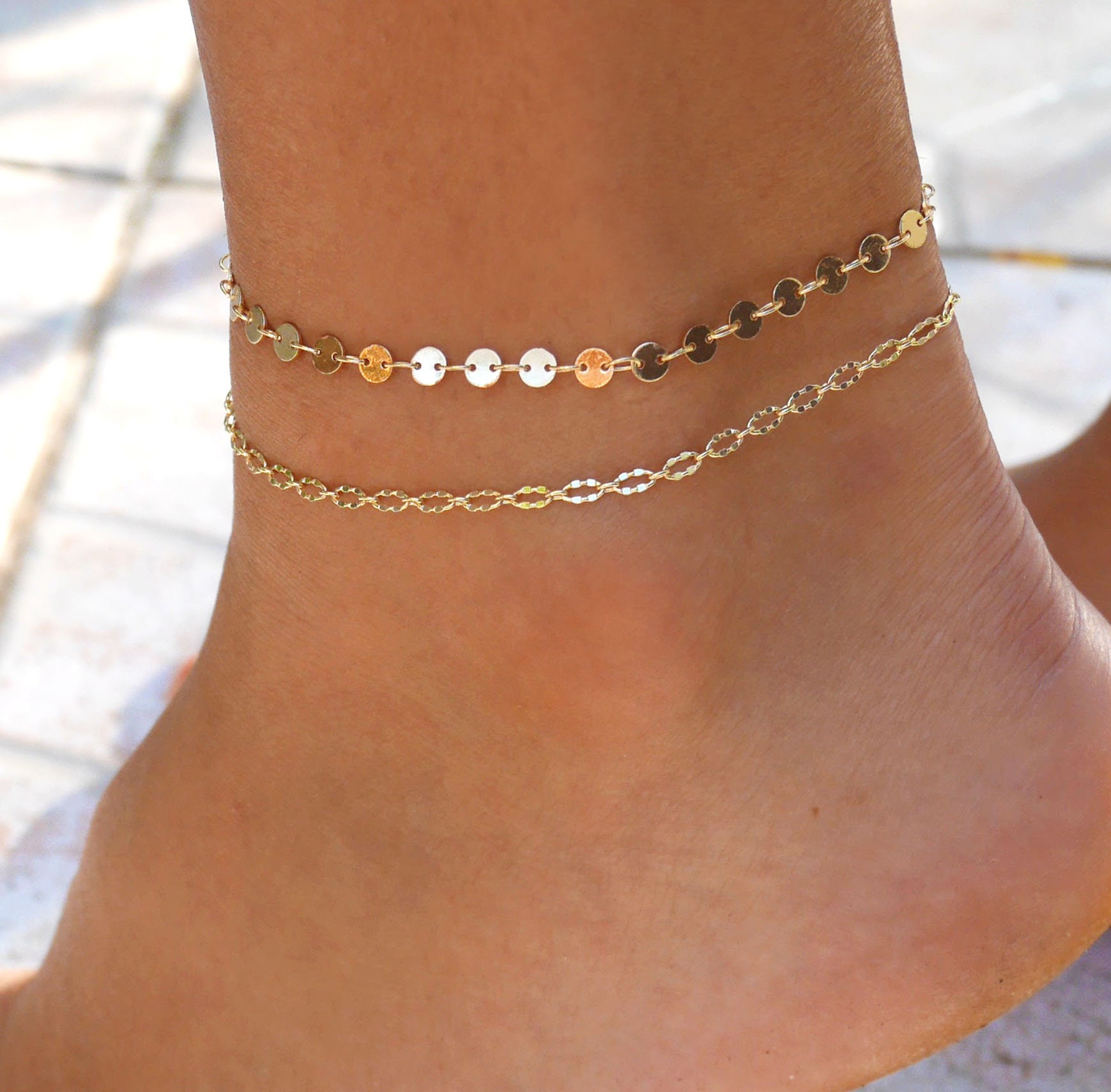 Gold Chain Anklet Gold Plated Chain Anklet Minimal Anklet Etsy