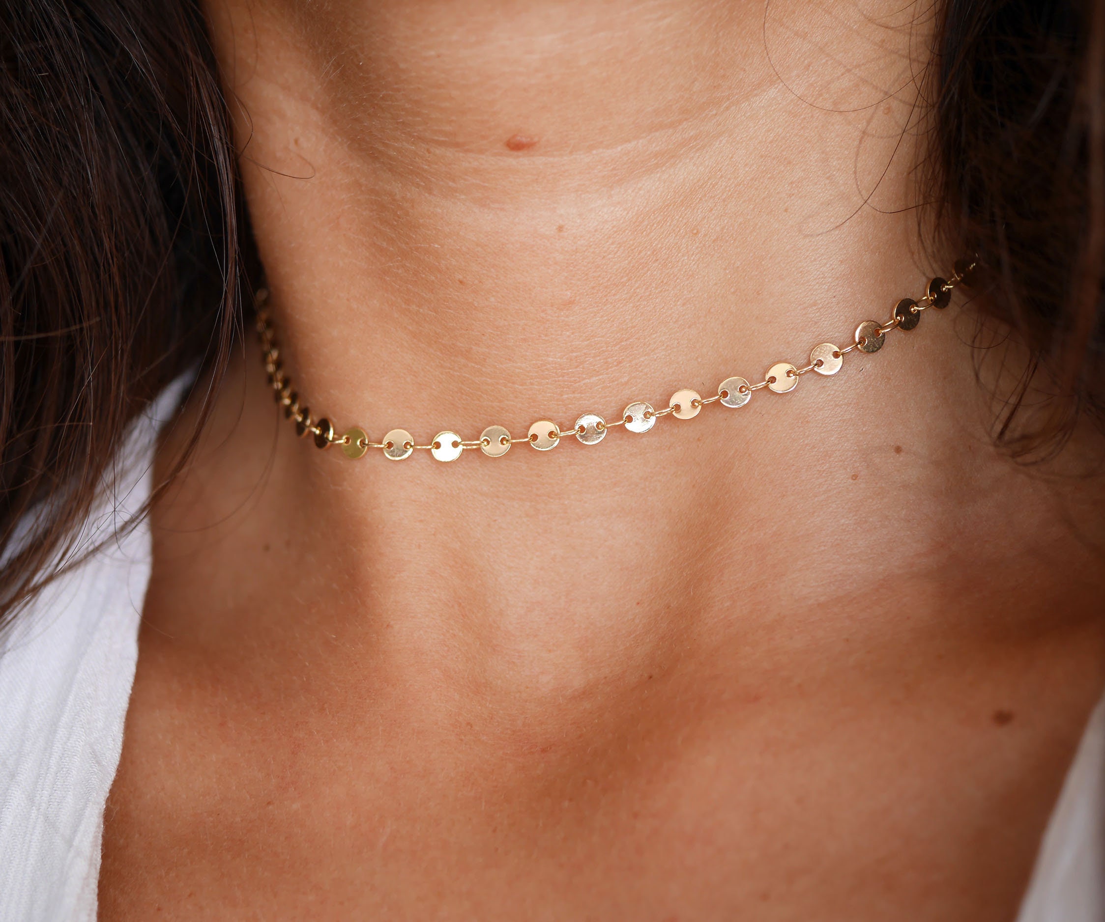 Gold Plated Circle Chain Choker 