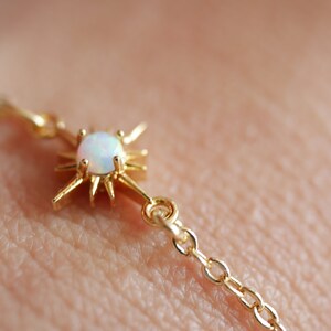 Gold Plated Star bracelet Gold Tiny Star bracelet Gold bracelet Thin Star Thin bracelet Minimal Transpent Opal Stone Stackable image 7