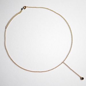 Gold Plated chain Y necklace Gold Plated jewels minimalist dainty necklace simple layering necklace Black Stone Black and Gold image 5