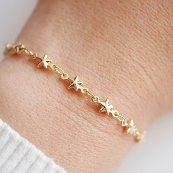 Gold Plated Starfish - Chain bracelet - Woman Curb bracelet - Gold bracelet - Star - Minimal - Summer Jewels  - Stackable - Beach
