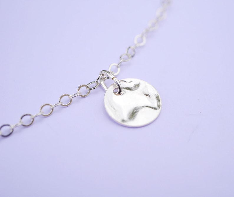 Sterling silver Hammered coins necklace sterling silver chain necklace Discs necklaces Round Charm necklace Delicate wedding jewel image 5