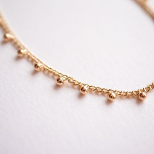 Gold Plated Balls Chain bracelet Woman Curb bracelet Gold bracelet Thin bracelet Minimal Thin Ball Stackable Wedding Jewelry image 7