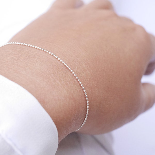 Armband Gourmetkette Kugeln Silber - Kette sehr fein silber 925 - Armbandkette silber - feines minimalistisches Silber -