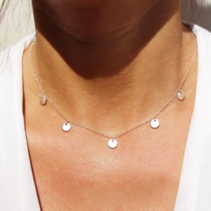 Collier Pendentif Argent Massif – Cercles Et Étoile – Chaîne Argent – Occasion