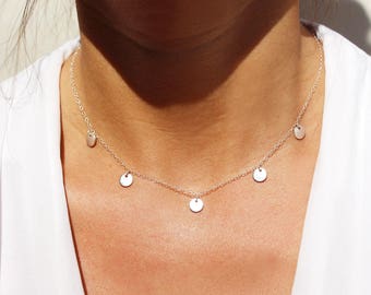 Mother&#39;s day gift - Sterling silver coin necklace - sterling silver chain necklace -Discs necklaces -charm necklace -delicate wedding jewel
