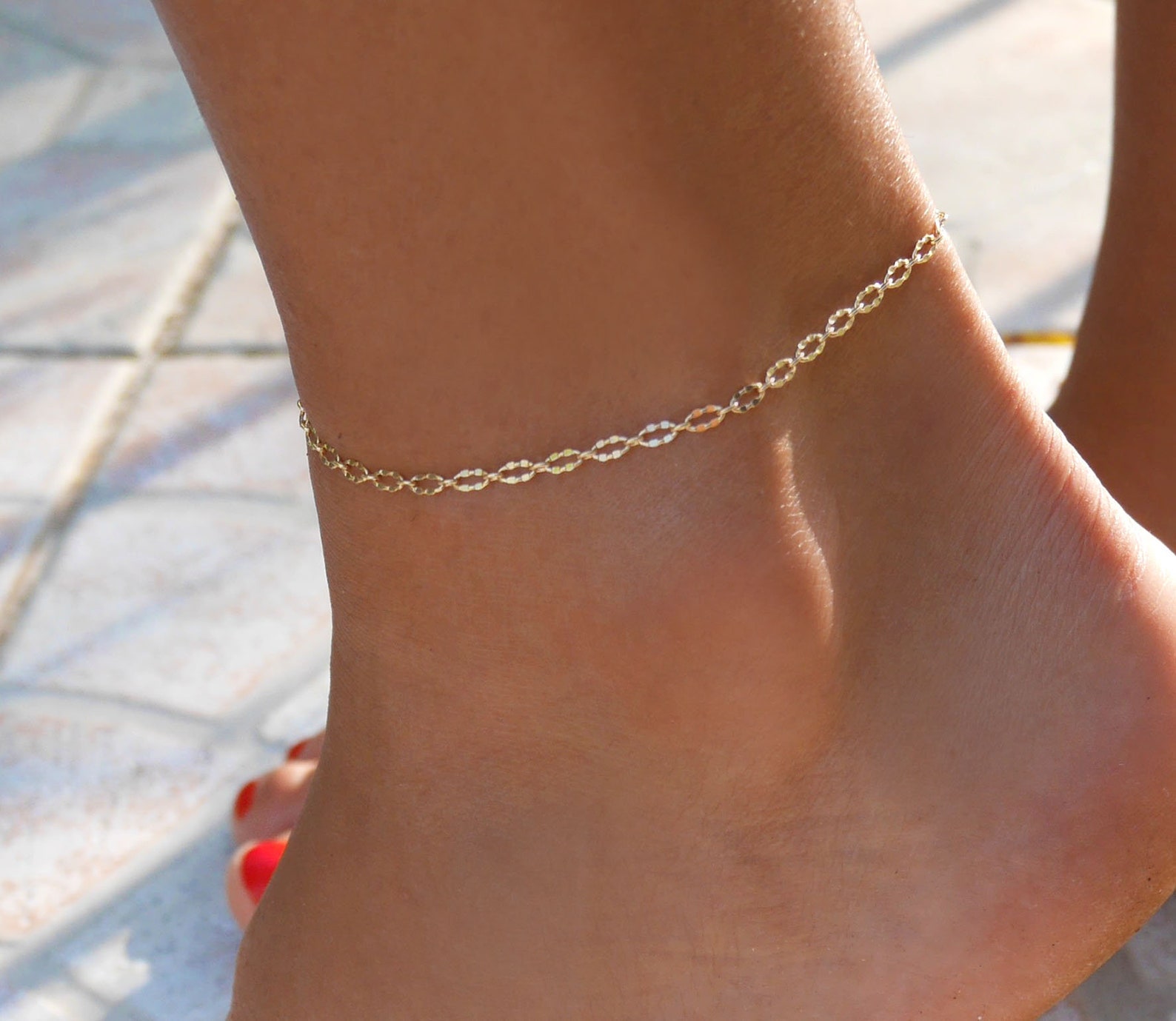 Gold Chain Anklet Gold Plated Chain Anklet Minimal Anklet Etsy