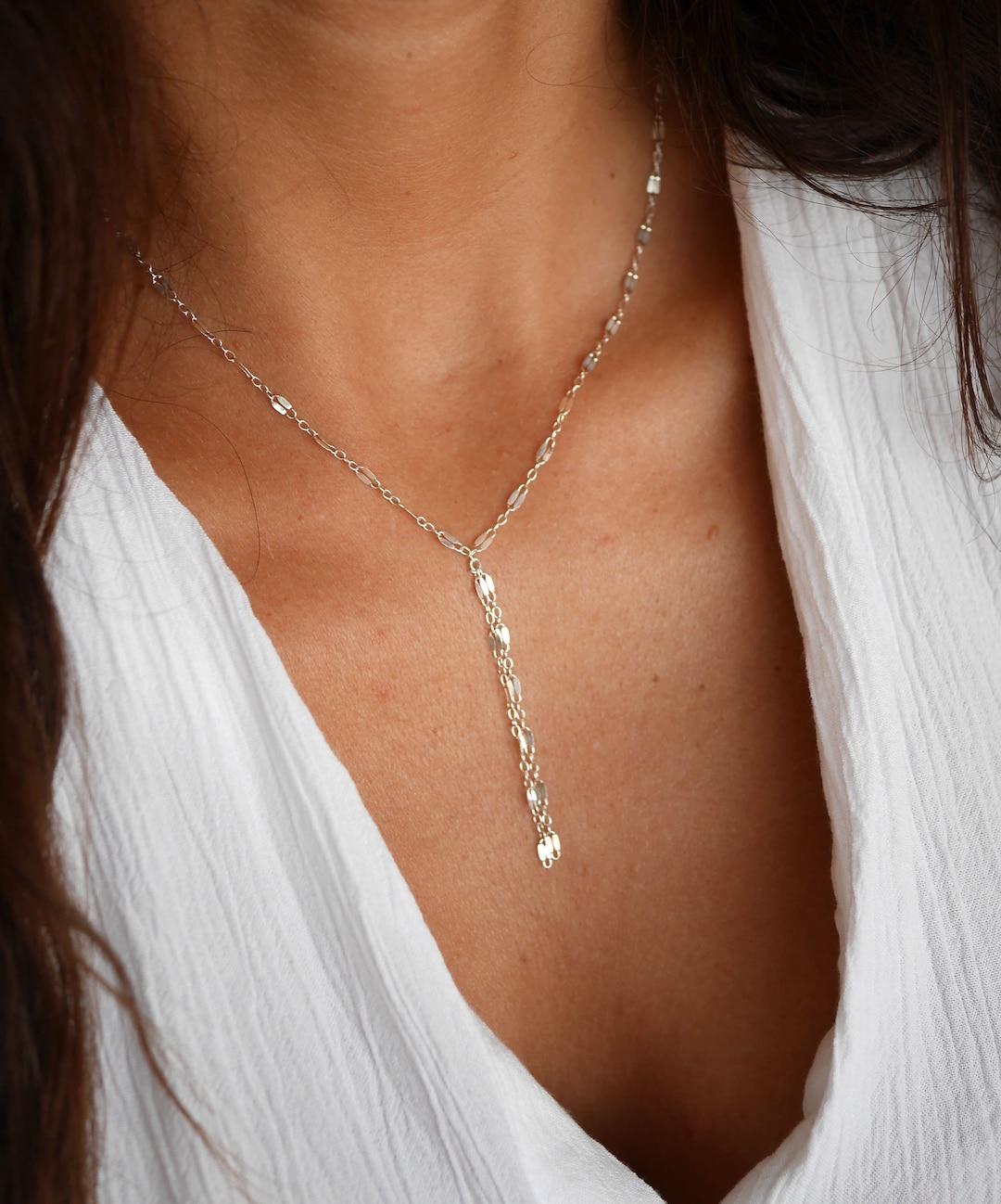 Collana Lariat A Goccia Di Perle Per Donna - Oro - Lunga 45 Cm + 5 Cm Di Estensione - Girocollo A Y Per Estate E Spiaggia - Gioiello Semplice - 2