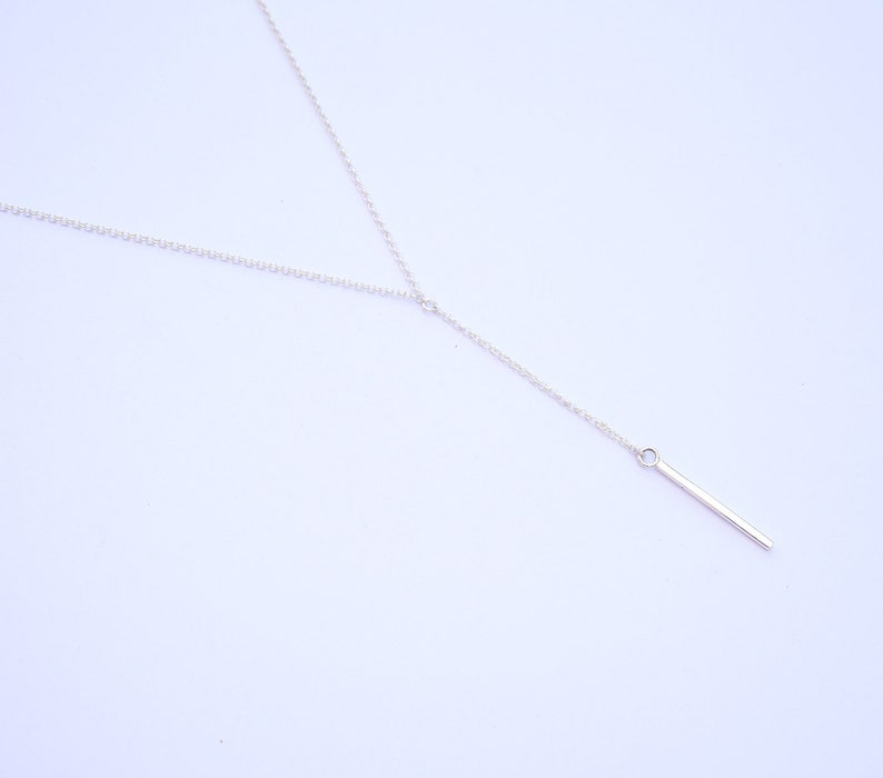 Layered Simple Y Necklace Minimalist lariat necklace Set of 2 Sterling silver Lariat necklace Y Christmas Gift Thin Bar necklace