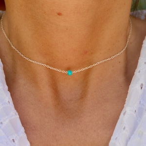 Peut inclure: Un collier délicat en argent avec un petit pendentif en turquoise.