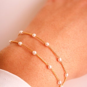 Collier choker ras du cou Perles d'eau douce blanche collier court ultra fin minimaliste Collier perles collier doré collier court image 6