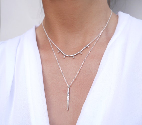 Sterling Silver Y Necklace Long Layering Necklace 