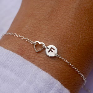 Pulsera Corazón - Plata 925 - Letra - Alfabeto - Personalizado - Declaración de Amor - Regalo de Amistad - Romántico - Regalo de San Valentín