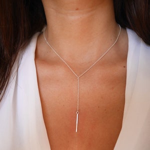 Christmas Gift - Sterling silver Lariat necklace Y - Simple Y Necklace - Minimalist lariat necklace - Thin Bar necklace - Layered