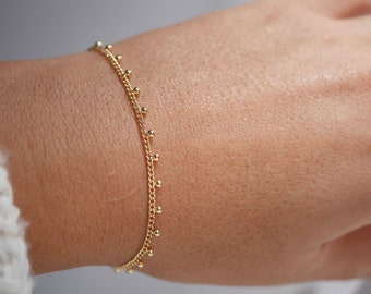 Feine Gourmet-Armband vergoldet Gold - gold Kugel Kette Armband - minimalistische Armband - feinen Schmuck - Gourmet goldene Frau - stapelbar