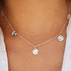 Sterling silver Hammered coins necklace sterling silver chain necklace Discs necklaces Round Charm necklace Delicate wedding jewel image 8