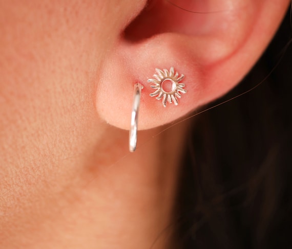 ★2024NEW★younglyyoungley★Savon stud earrings Minimalist Sterling Silver Stud Earrings - Silver Sun
