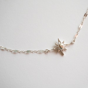 Christmas Gift Polaris Star Choker Sterling silver Chain Chocker Necklace North Star Necklace Silver Choker Constellation image 2