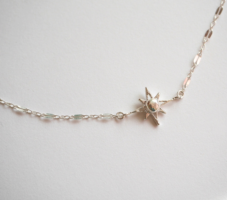 Christmas Gift Polaris Star Choker Sterling silver Chain Chocker Necklace North Star Necklace Silver Choker Constellation image 2
