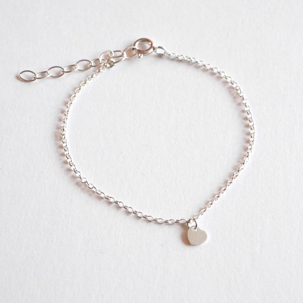 Cadeau fille - Bracelet argent enfant bébé - fillette ou garçon - bracelet fin minimaliste coeur mignon -  bébé - cadeau de naissance