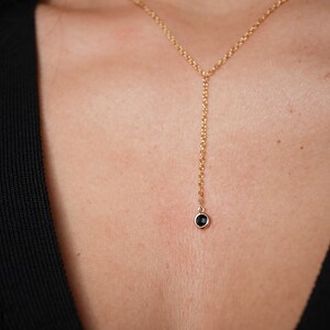 Gold Plated chain Y necklace Gold Plated jewels minimalist dainty necklace simple layering necklace Black Stone Black and Gold image 8