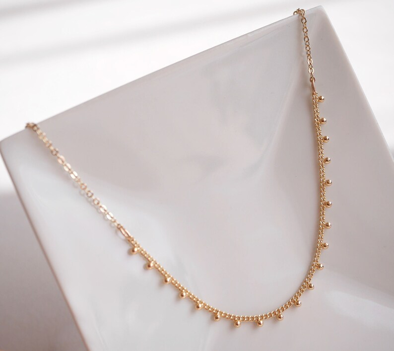 Gold Plated Balls Chain Necklace Gold Thin Chain Necklace Etsy