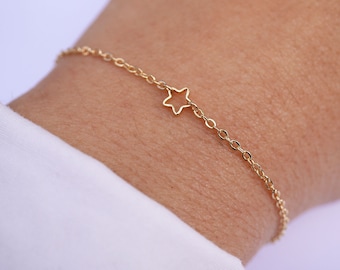ゴールドメッキスターブレスレット - ミニスターブレスレット - ゴールデンブレスレット - 上質なゴールデンブレスレット - 「You are my star」ジュエリー - 女性へのロマンチックなギフト