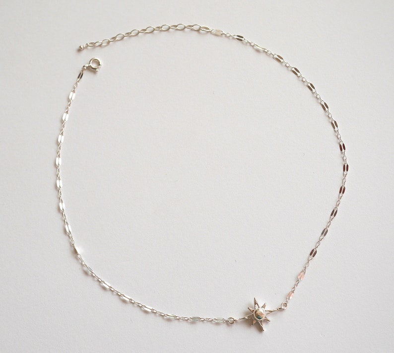 Christmas Gift Polaris Star Choker Sterling silver Chain Chocker Necklace North Star Necklace Silver Choker Constellation image 8