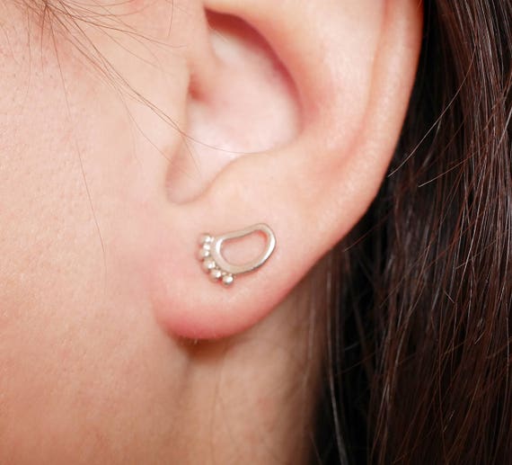 Tiny Baby Feet Stud Sterling Silver Stud Earrings Foot Earring