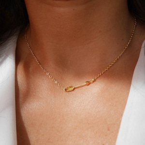 Gold plated Arrow Necklace - Arrow jewelry - Gold Chain - Arrow charm pendant - Layering Necklace - Layered look -Boho -Sideways Arrow