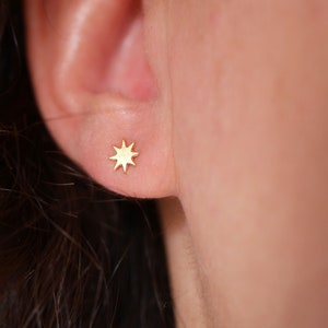 Minimalist Gold Plated stud earrings - Gold Star earrings - Sun jewels - delicate wedding earrings - young girl stud earrings - Tiny Stars