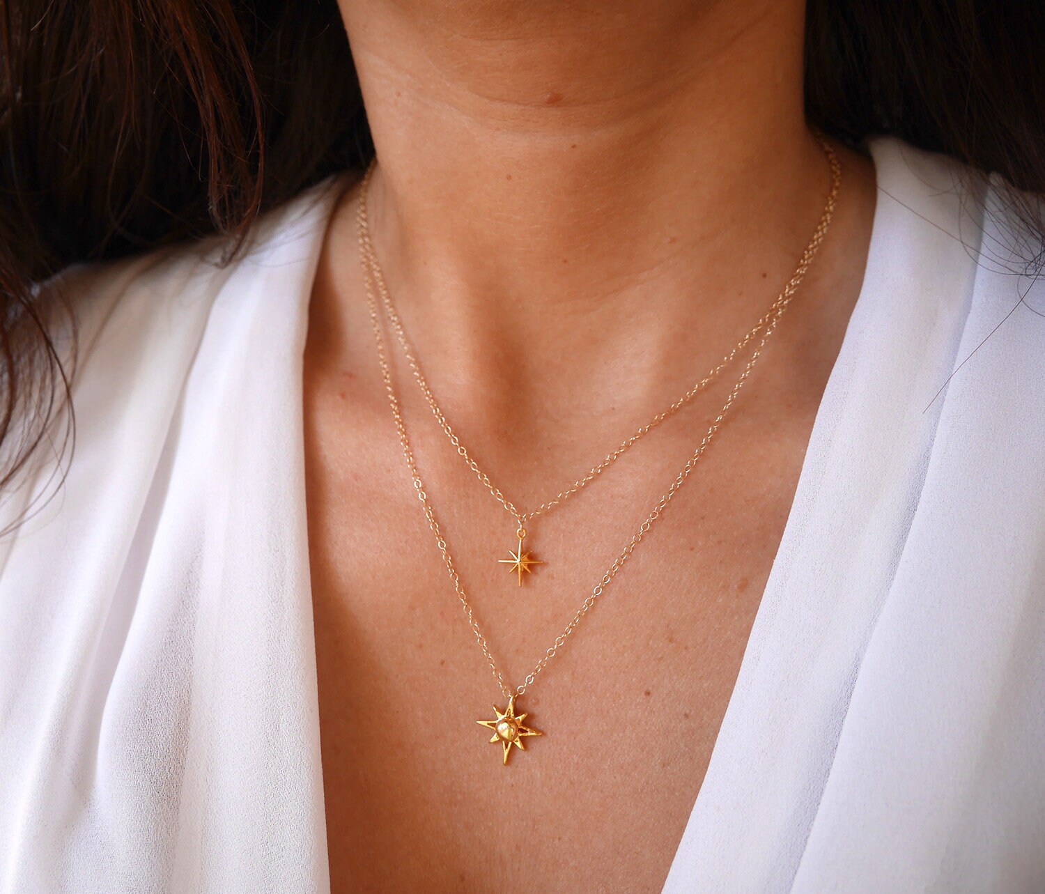 14K Gold Star Necklace, north Star Necklace, Solid Gold Necklace, Diamond Star  Necklace, Diamond Necklace, Dainty Jewelry, Minimal Jewelry - Etsy