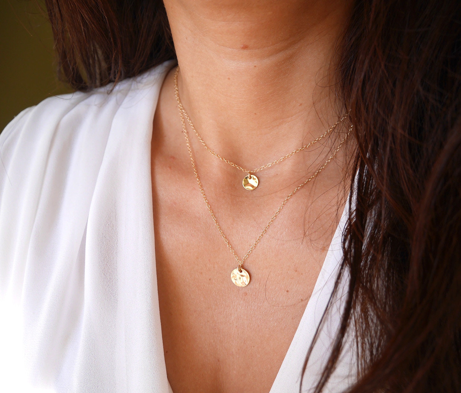 Gold Plated Hammered Coin Necklace 