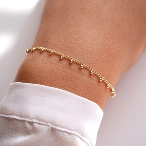 Gold Plated Balls Chain bracelet Woman Curb bracelet Gold bracelet Thin bracelet Minimal Thin Ball Stackable Wedding Jewelry image 4