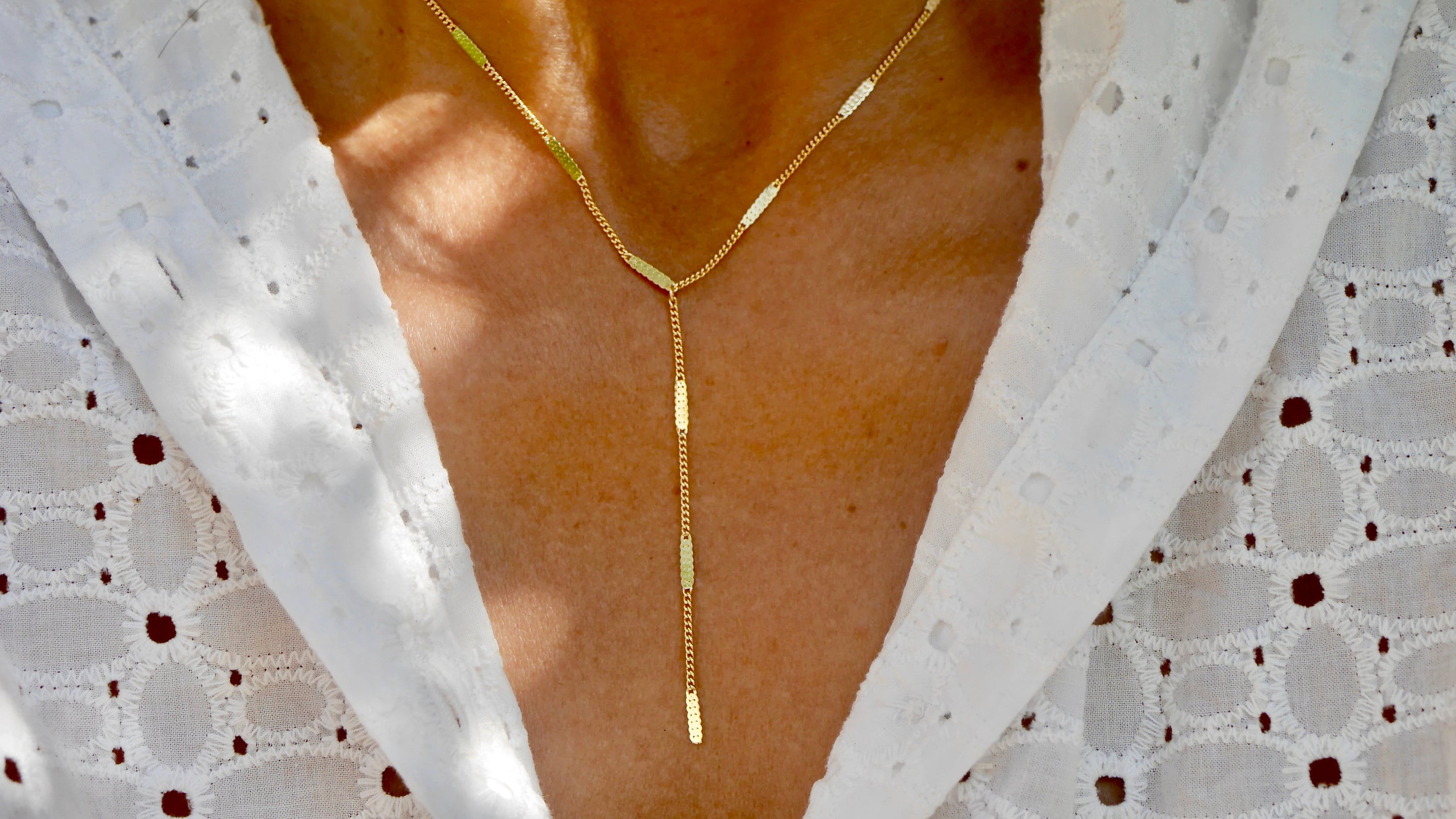 Long Necklace - Lasso Y - Gold Plated - Tie Necklace - Bar