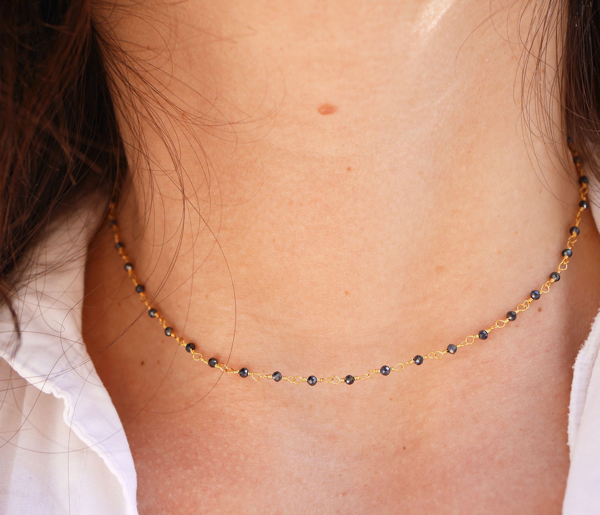 Gold Plated Rosary Chain Choker 